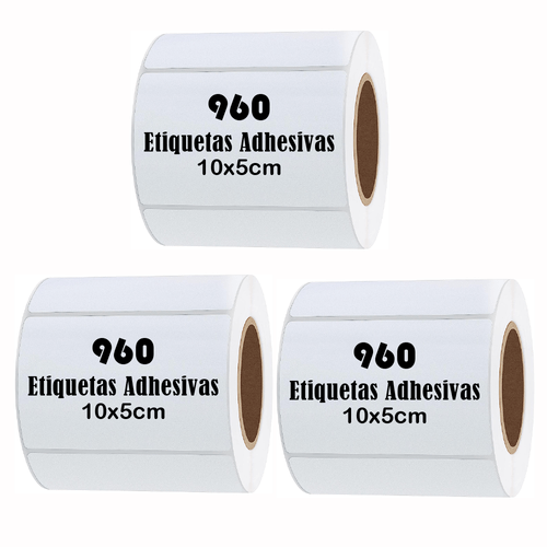 Etiqueta Termica Adhesiva 10x5cm Pack 3 Rollos