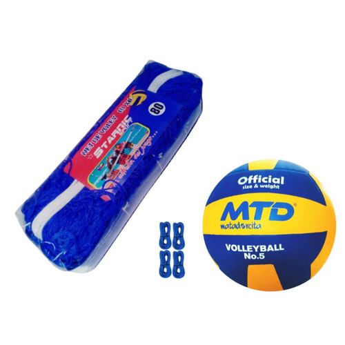 PACK VÓLEY NET SEMIPRO Nº 80 AZUL MÁS PELOTA GOMA TALLA #5