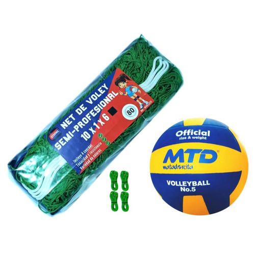 PACK VÓLEY NET SEMIPRO Nº 80 VERDE MÁS PELOTA GOMA TALLA #5