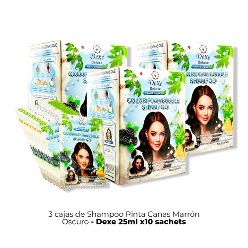 3 Cajas Shampoo Dark Brown Dexe 25ml x 10