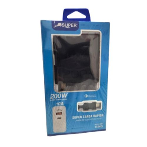 CARGADOR SUPER CARGA RAPIDA 200WNegro