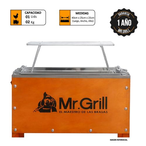 CAJA CHINA MR GRILL MINI NOGAL + PARRILLA DE VARILLAS