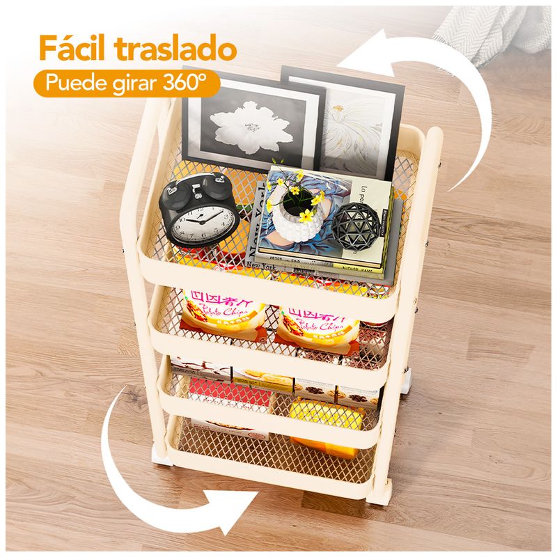 Carrito-Organizador-4-Niveles-con-Ruedas-Multiusos-para-Baño-Cocina-Crema-JY8