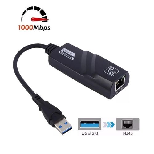 Adaptador de Red Usb 3.0 a Rj45 Lan Ethernet Windows 1000 Mbps Gigabit