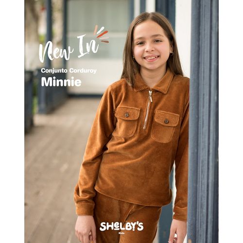 Conjunto Casaca y Pantalón corduroy para Niña Shelby's Kids Minnie Camel - Talla 10