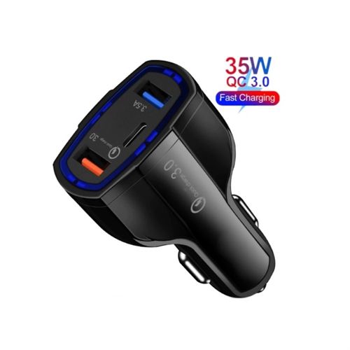 Cargador de Auto Carro Dual USB Tipo C Carga Rapida 35W