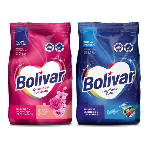 Pack BOLIVAR Detergente Cuidado y Suavidad 2.4Kg + Detergente Cuidado Total 2.4kg