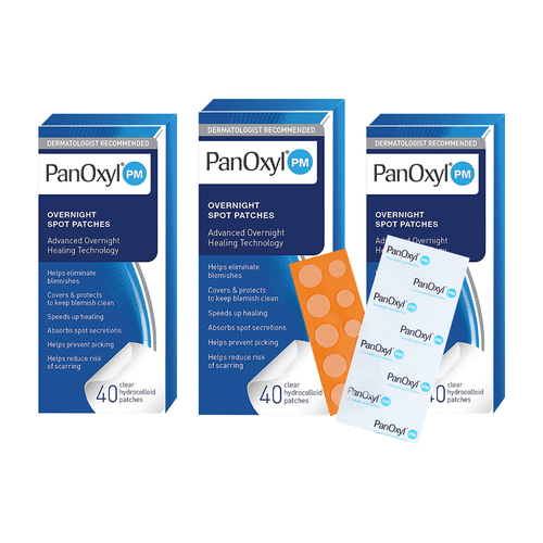 Parches para el acné de uso nocturno Panoxyl PM 40 Unidades 3 Pack