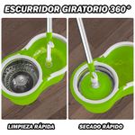 Trapeador-con-Escurridor-Giratorio-Automatico-2-Mopas-Verde-88-Y-Colgador-de-Regalo