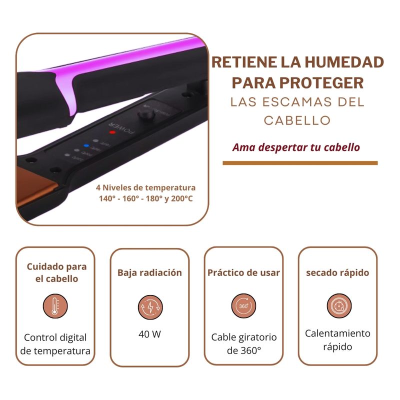 Plancha-Digital-para-Cabello-4-Niveles-de-Color-Fucsia