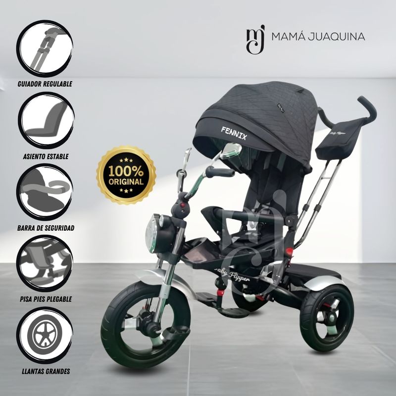 TRICICLO-GIRATORIO-CON-REFLECTOR-«CHOPPER»-NEGRO