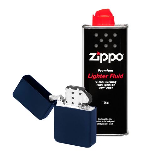 Combo Zippo Líquido de 125ml y Encendedor Atomic Azul