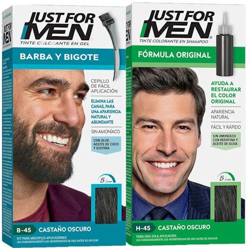 Pack dúo JFM Tinte + Barba y bigote castaño oscuro 40 GR