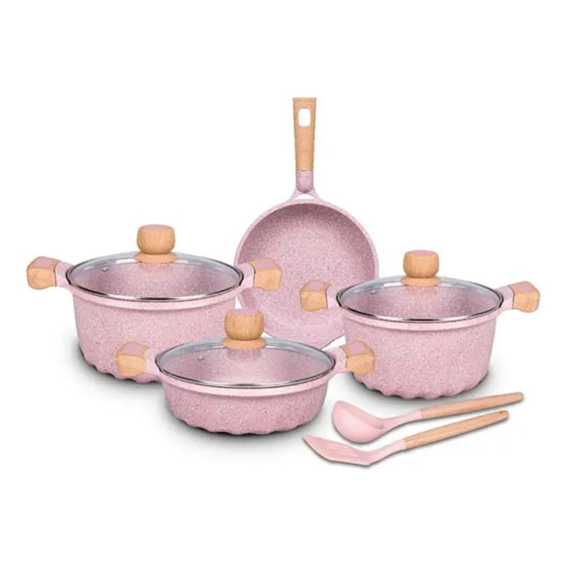 Juego-De-Olla-Roca-Volcanica-Anti-adherente-9pcs-Color-Rosa---MGC