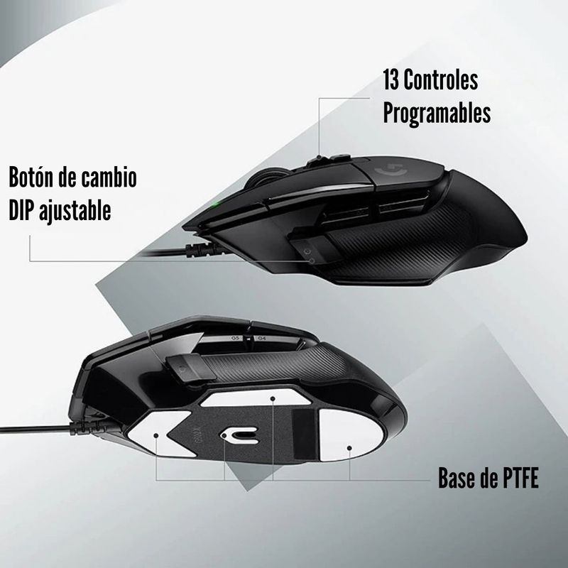 Logitech---Mouse-G502-X-Switch-Lightforce-Hybrid---Negro