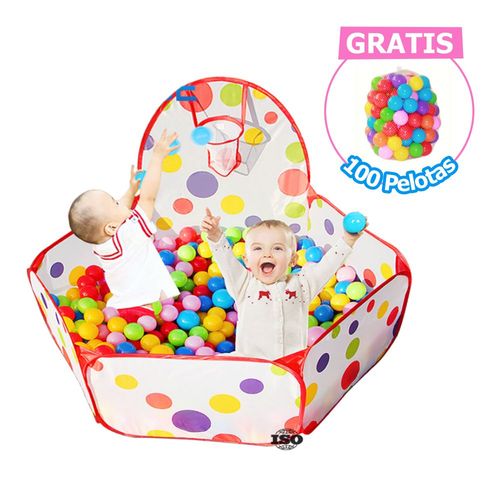 Piscina Plegable con Cesta de Tiro y 100 Pelotas de Regalo