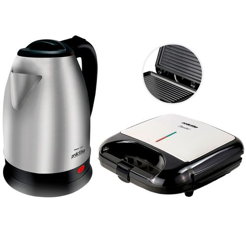 Combo PRACTIKA Hervidor Inox 18 II 1.8L + Sandwichera Panini Grill