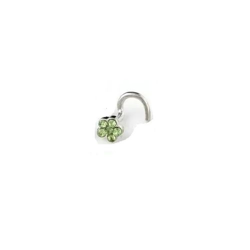 Piercing de flor para nariz en forma de gancho nostril  verde