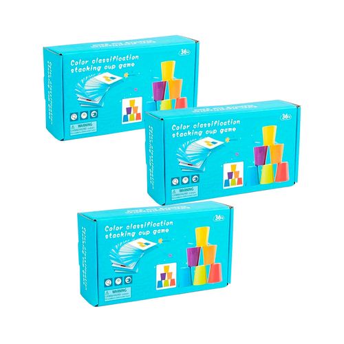 3 UNID JUEGO DE VASOS APILABLES CON FICHAS