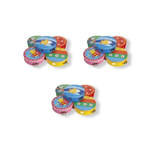 3 UNID PANDERETA TAMBOR GRANDE