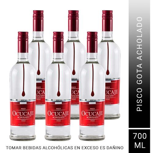 Pack x6 Pisco Gota Ocucaje Acholado 700 ml