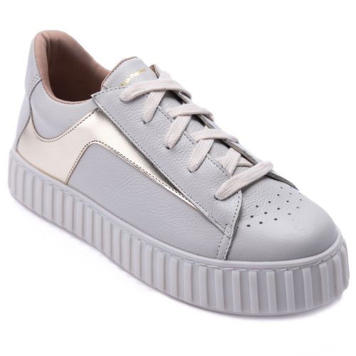 Zapatilla Para Mujer Cuero Valeria Gris Hush Puppies