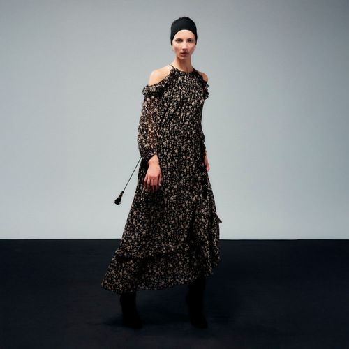 Vestido Boho Flores Sfera Mujer Negro