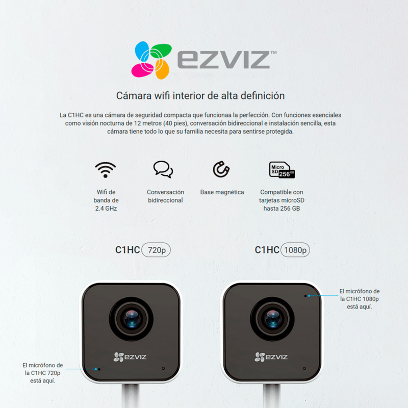 Kit-de-3-Camaras-de-Seguridad-WiFi-para-interior-H1C-Full-HD---Micro-SD-64gb---Ezviz