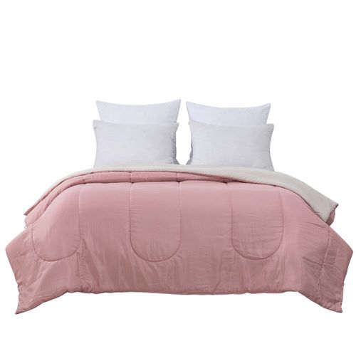 Edredón OI25 Punta Precio Beige Rosa Queen