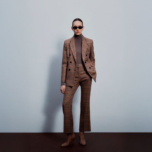 Blazer Traje Cuadros Sfera Mujer Marrón