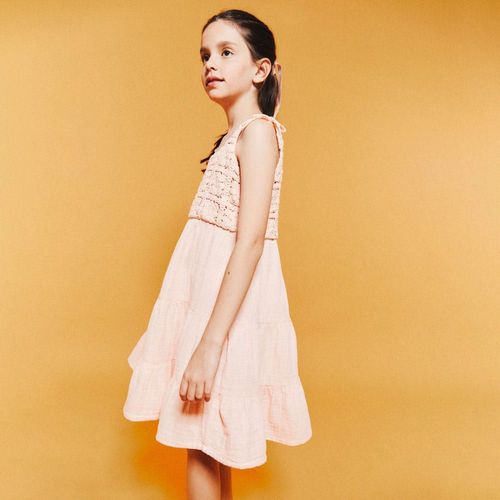 Vestido Sfera Niña Bámbula Crochet Rosa Salmon