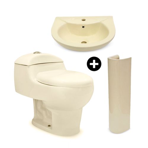 COMBO Inodoro One Piece + Pedestal + Lavatorio Ártico Boné