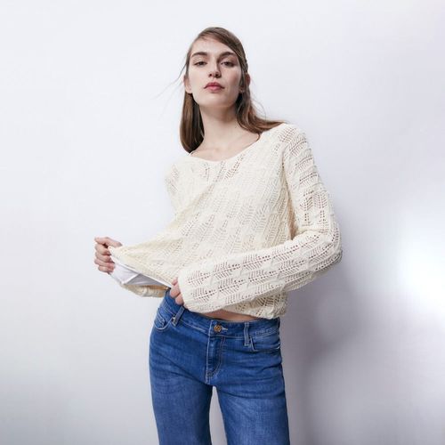 Chompa Cintas Calado Sfera Mujer Crudo