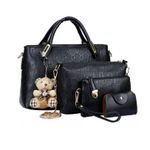 Set-Cartera-Bolso-Billetera-4-en-1-Elegante-Osito-Negro
