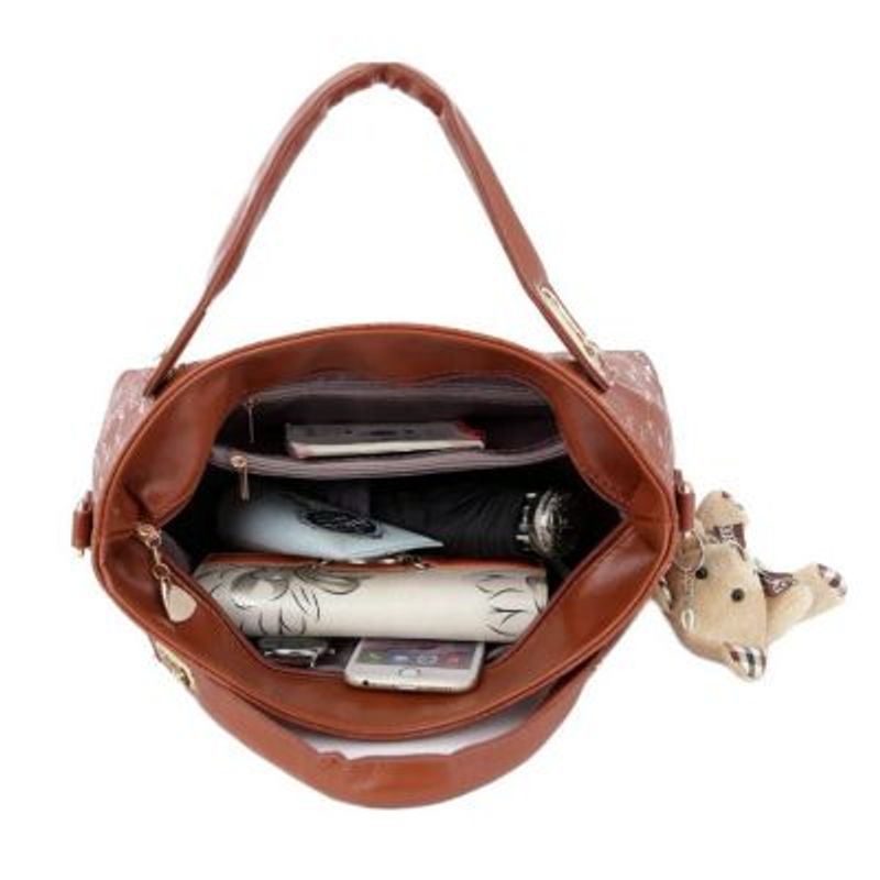 Set-Cartera-Bolso-Billetera-4-en-1-Elegante-Osito-Marron