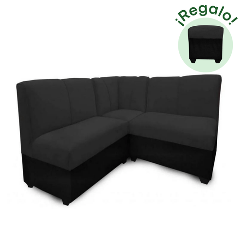 Seccional Provenzal + Banqueta de Regalo - Negro