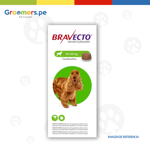 ANTIPULGAS PARA PERROS BRAVECTO 500MG (10-20 KG)