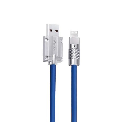 Wesdar - Cable 1m Super Fuerte Lightining Carga Rápida a USB 6A - Azul