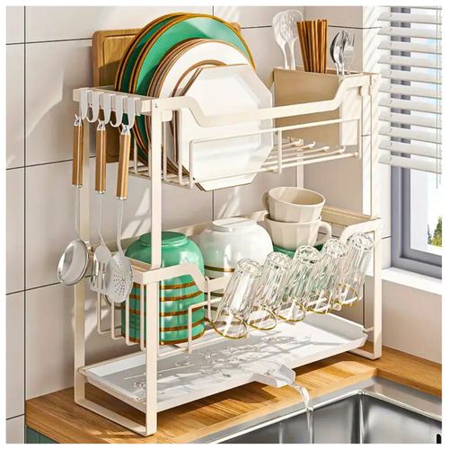 Organizador Escurridor de Platos con Sistema de Drenaje L95 -Blanco