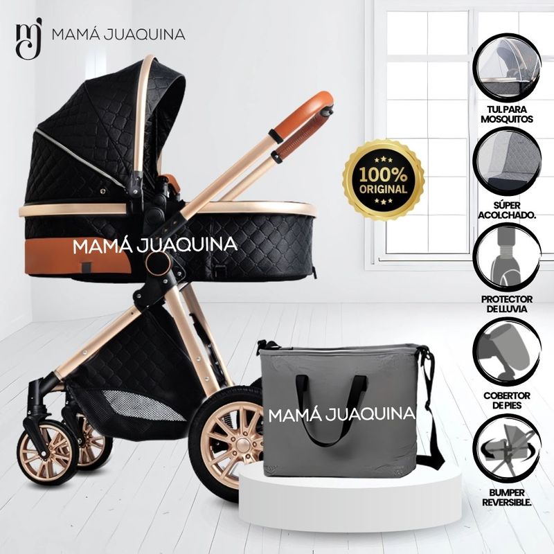 Coche-Travel-System-«SIENA»-y-Mochila-Pañalera-Negro