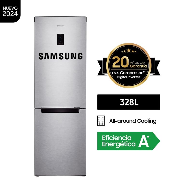 Refrigeradora-Samsung-328LT-All-Around-Cooling-RB33J3230SA-PE-Plateado