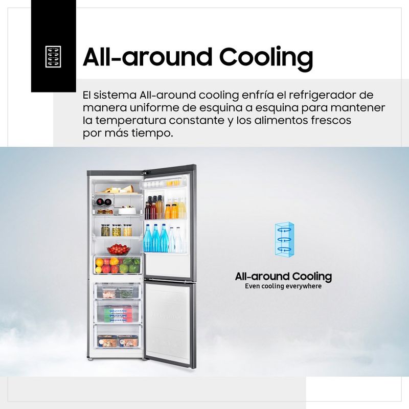 Refrigeradora-Samsung-328LT-All-Around-Cooling-RB33J3230SA-PE-Plateado