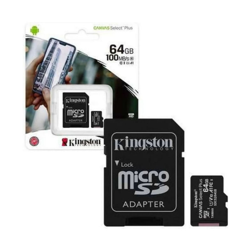 MEMORIA-MICRO-SD-KINGSTON-64-GB-CLASS-10-ORIGINAL-NEGRO