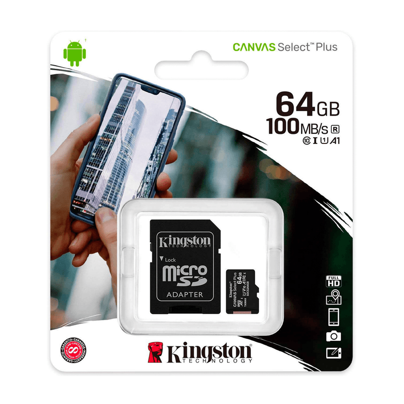 MEMORIA-MICRO-SD-KINGSTON-64-GB-CLASS-10-ORIGINAL-NEGRO