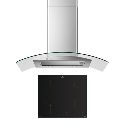 Combo: Cocina Empotrable de Inducción Electrolux 4 Zonas (ETII60F7EOB) + Campana Extractora Empotrable Decorativa Electrolux 90cm (EJWB362TDIS)