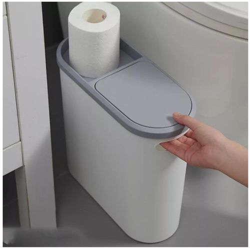 Tacho de Basura Elegante con Botón a Presión Blanco T1B