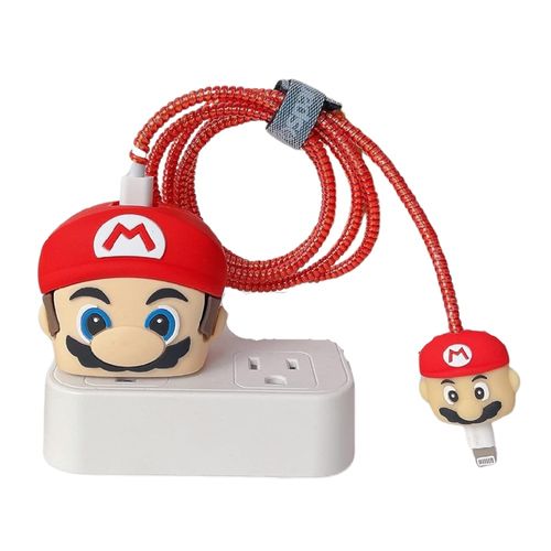 Funda Protectora de Silicona para Cargador 20W Iphone Mario Bross Rojo