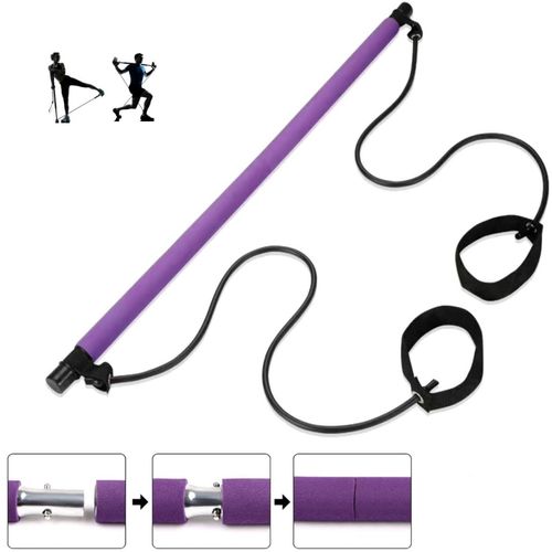 Ligas De Resistencia C/ Barra Portátil Pilates Stick Yoga Morado