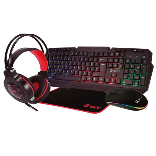 COMBO TEROS TE-4060R TECLADO MULTIMEDIA MOUSE HEADSET MOUSE PAD