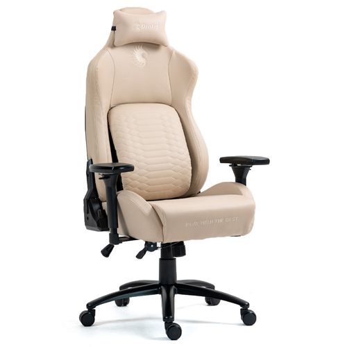 Silla Gamer Dreizt Titan Series Beige Premium Almohadilla Inteligente Reclinable Gas Lift Clase 4